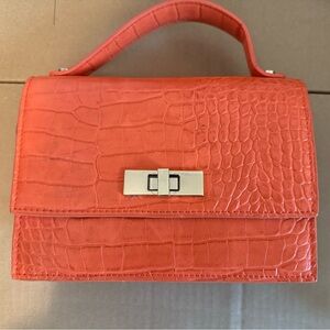 Orange faux croc handbag